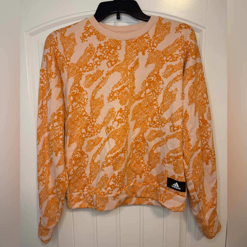Adidas women’s orange crewneck- small
